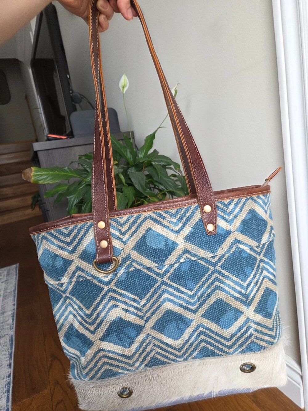 Myra Bag Denim and Leather Tote Bag